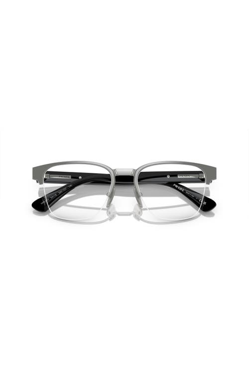 Prada 52mm Rectangle Optical Glasses In Gray