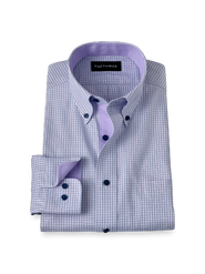 Paul Fredrick Cotton Buttondown Collar Pinpoint Classic Contrast Trim Button Cuff Long Sleeve