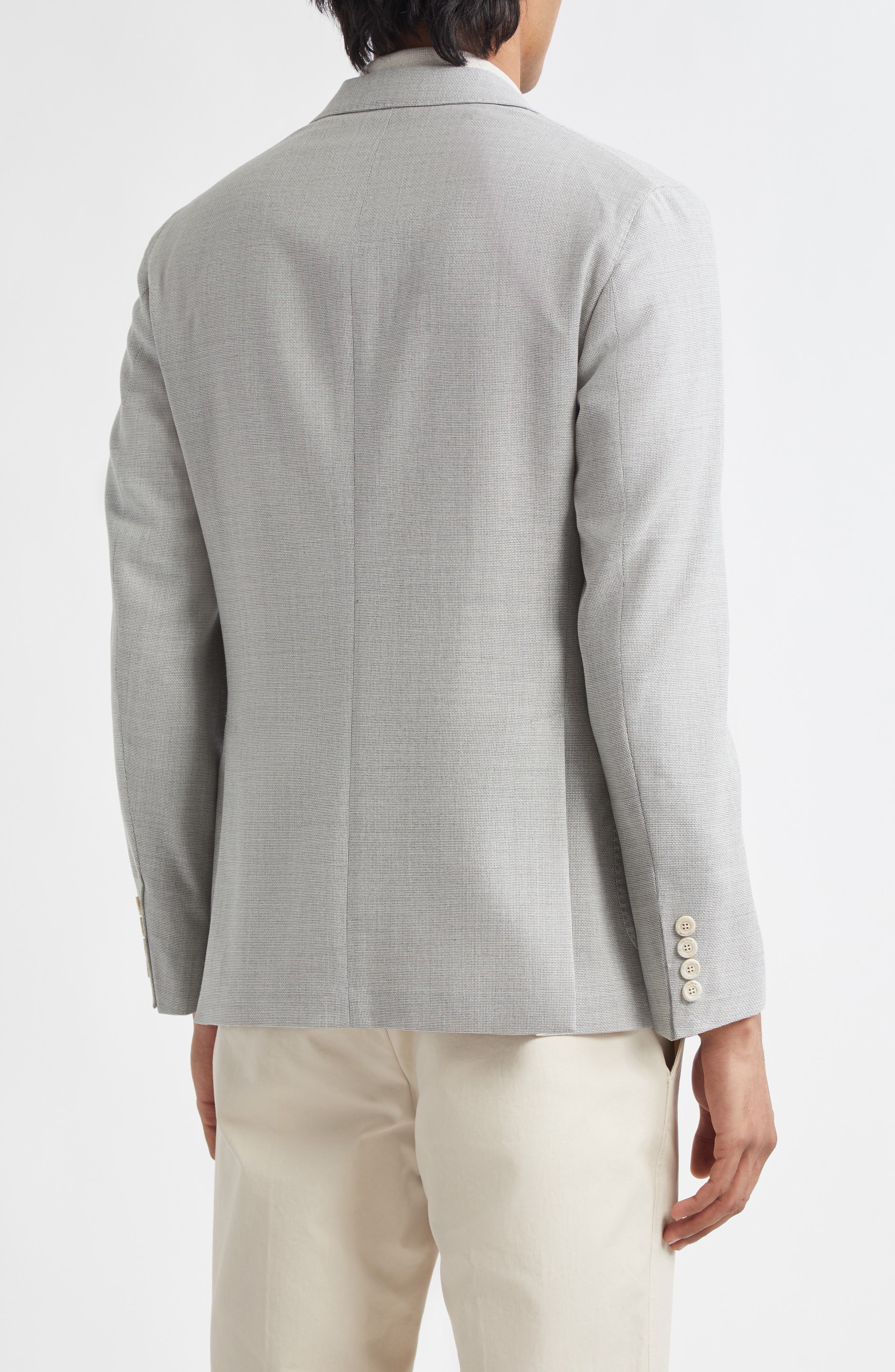 K-Jacket Light Grey Virgin Wool Hopsack Sport Coat - image 2
