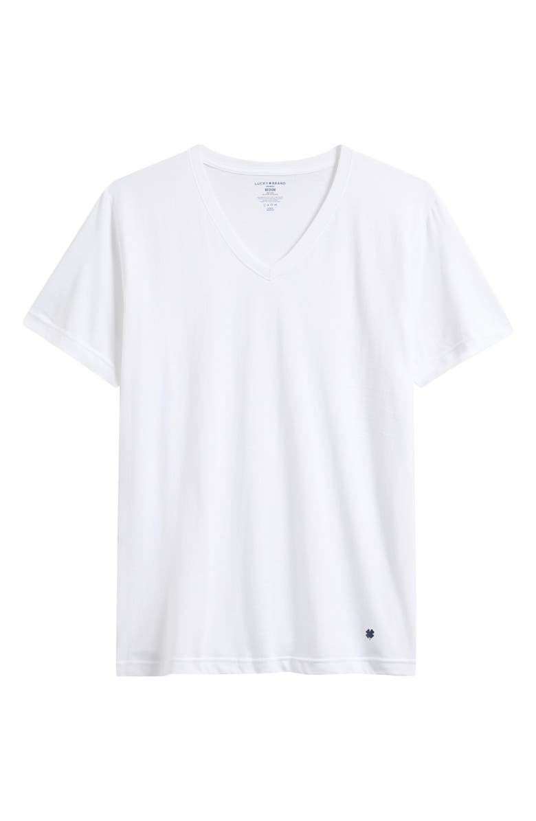 Lucky Brand 4-Pack V-Neck T-Shirts, Main, color, White
