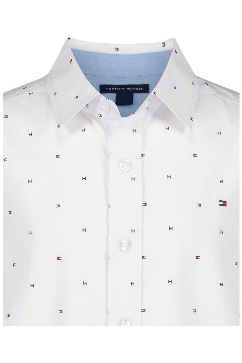 Kids' Flag Short Sleeve Button-Up Shirt, Alternate, color, FRESH WHITE