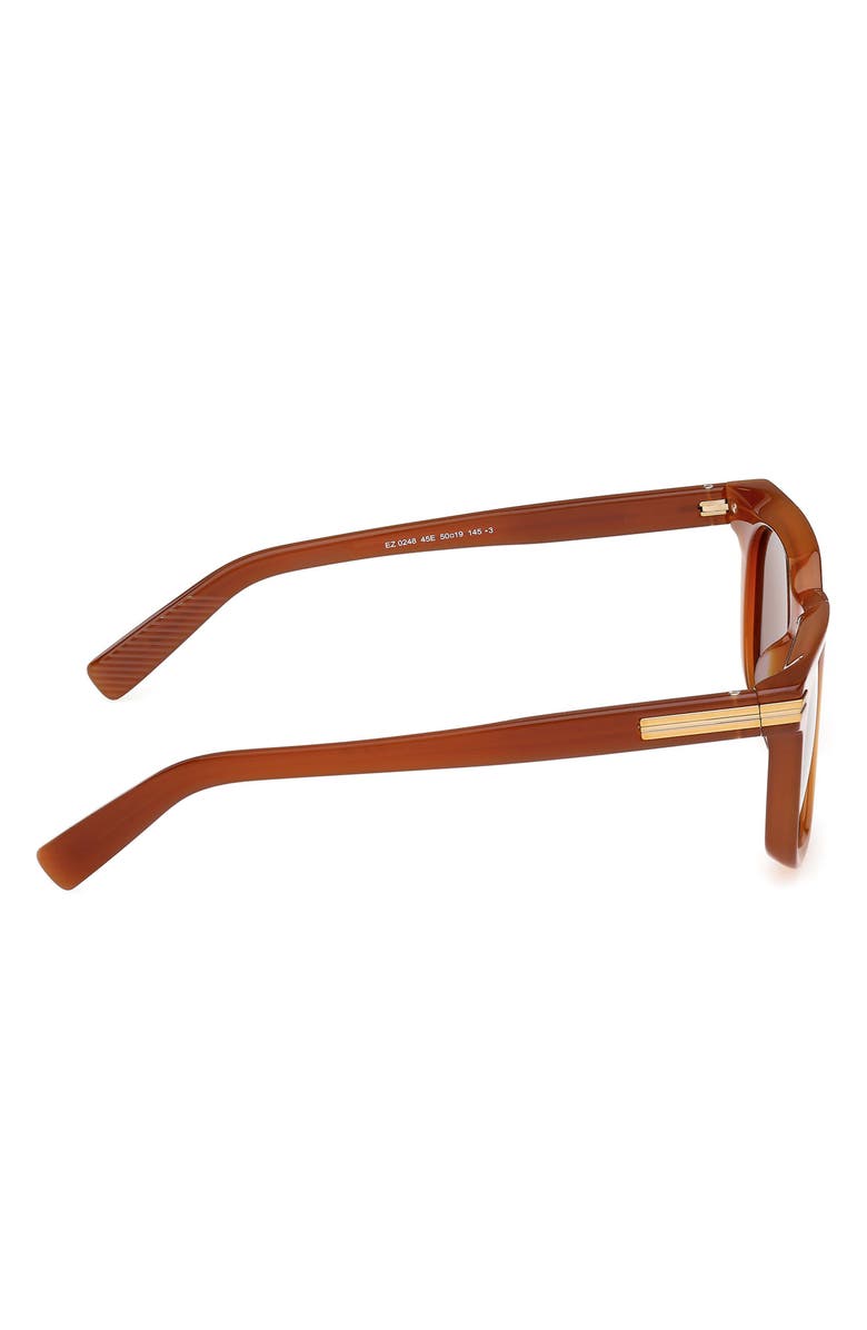 ZEGNA 50mm Geometric Sunglasses, Alternate, color, Milky Vicuna/ Brass / Brown