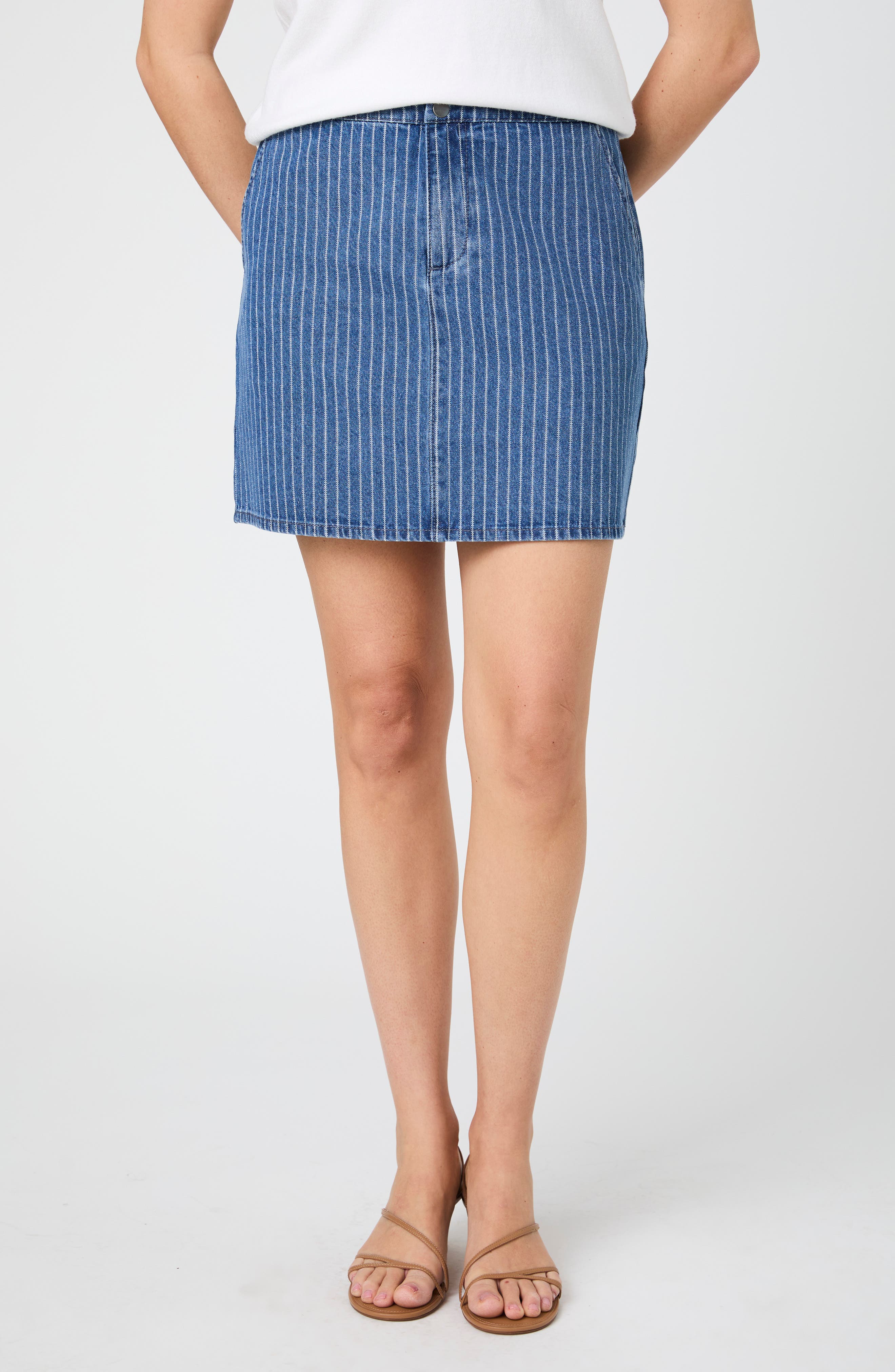 French Connection Cherrie Pinstripe Denim Miniskirt