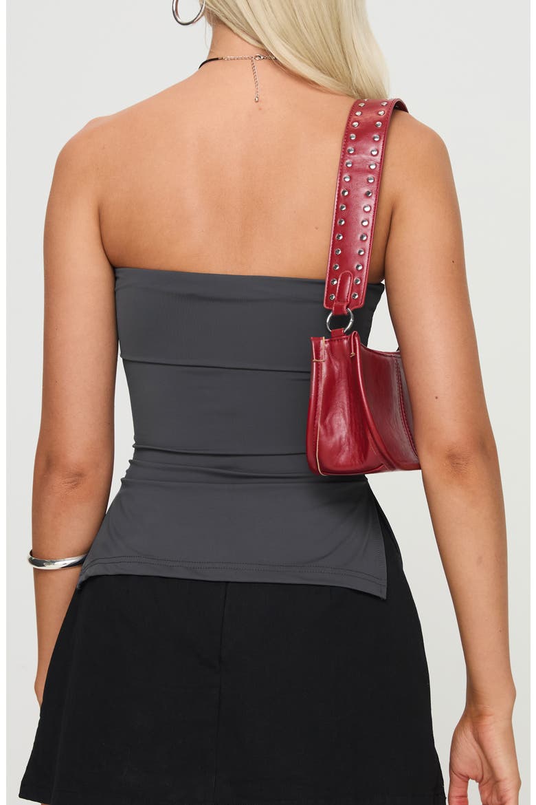 Strutter Foldover Strapless Top, Alternate, color, DARK GREY