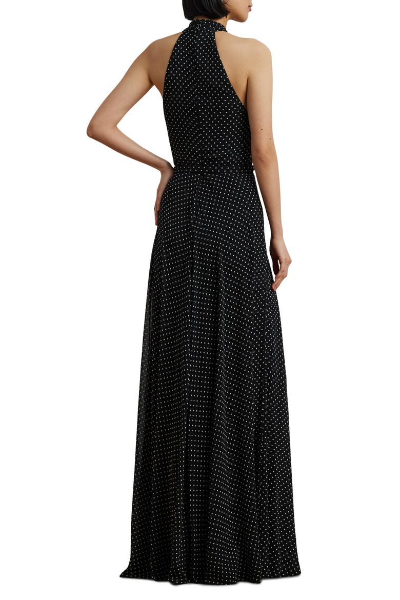 Lauren Ralph Lauren Polka Dot Belted Georgette Gown (Women)