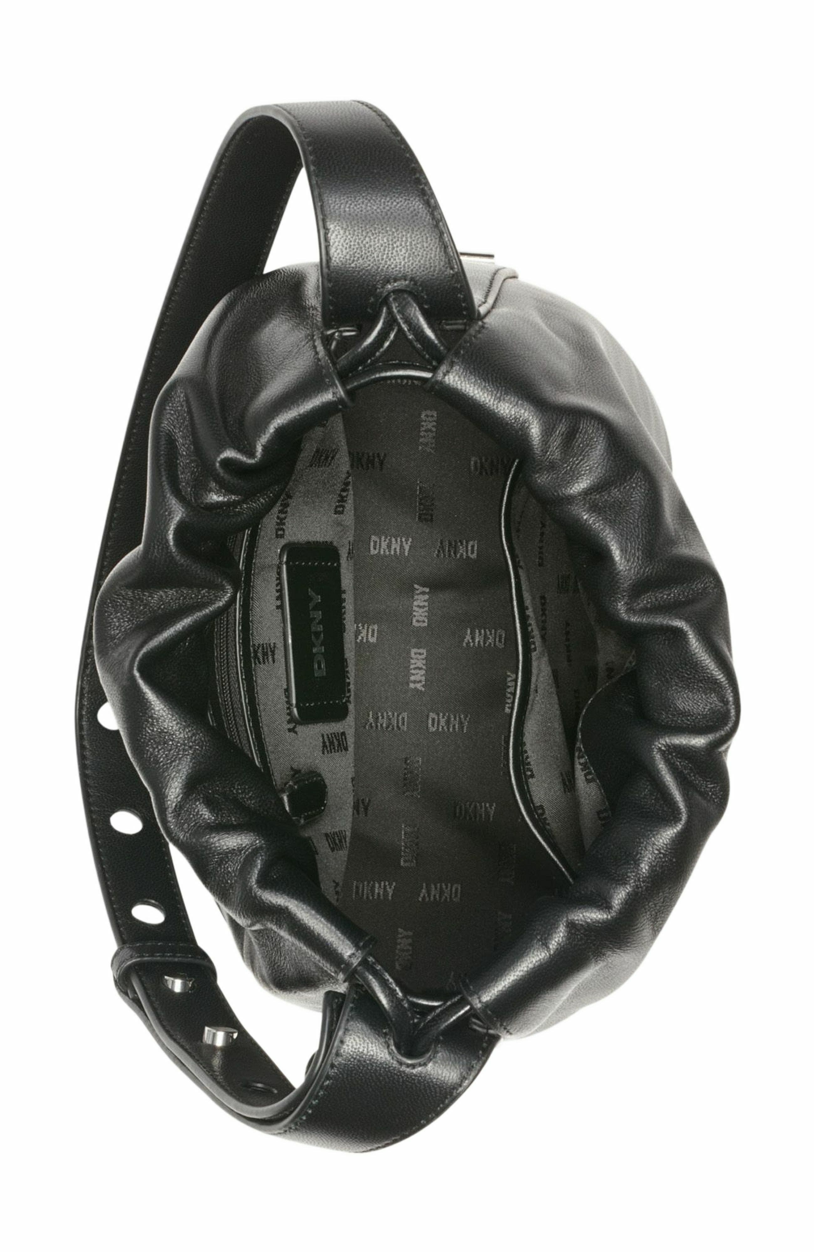 DKNY Channing Drawstring Bag, Alternate, color, Black/Silver