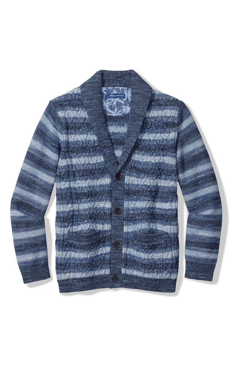 Tommy Bahama Ocean Hues Shawl Collar Cardigan, Alternate, color, Denim Blue