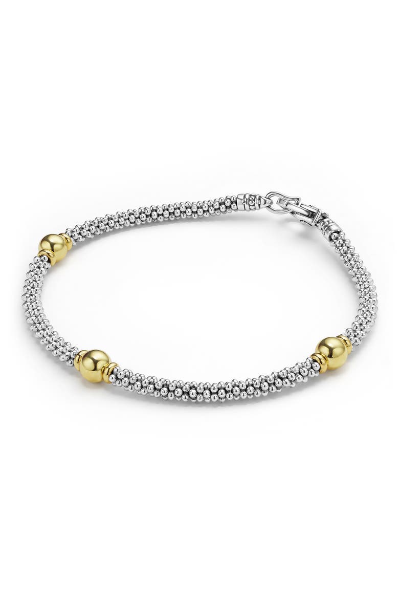 Signature Caviar Bead Station Bracelet, Main, color, TWO-TONE