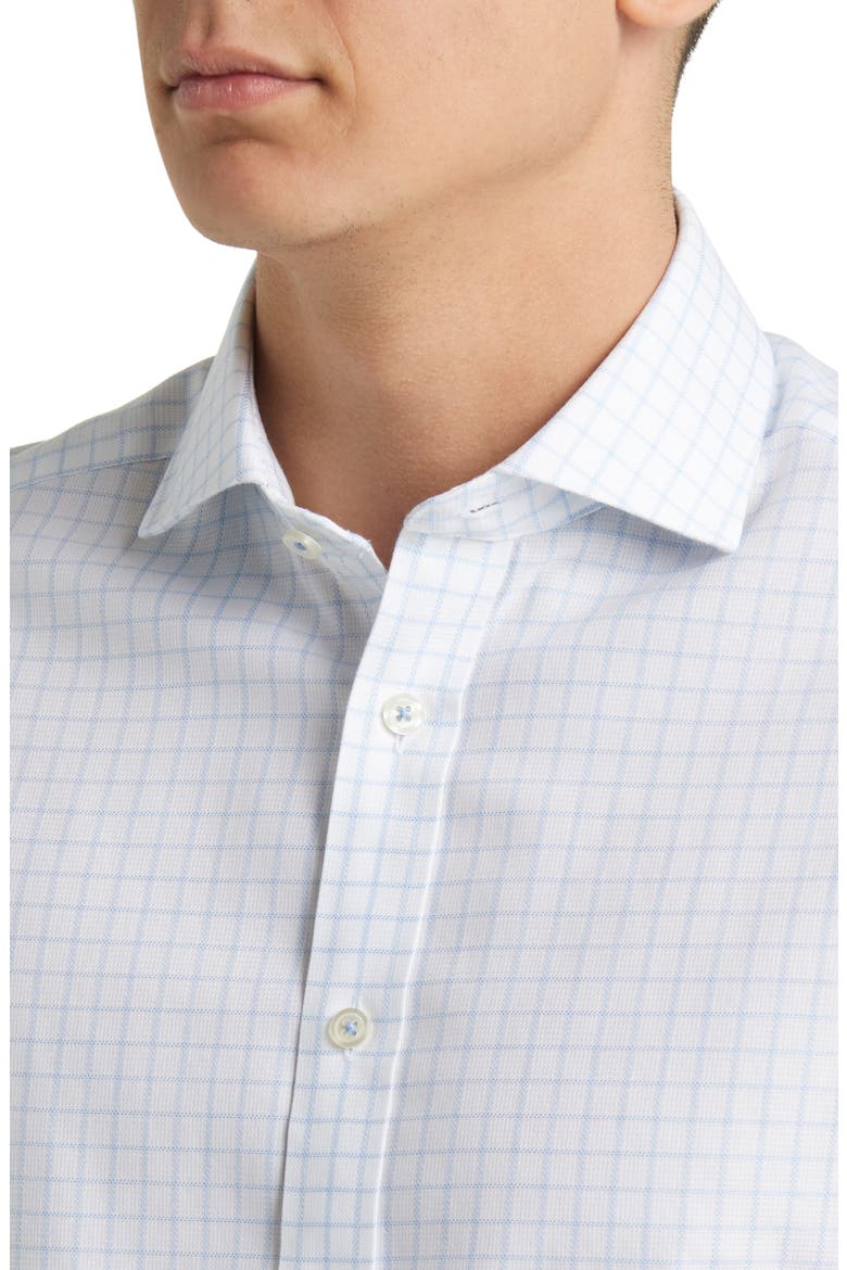 Slim Fit Non-Iron Grid Dress Shirt, Alternate, color, CORNFLOWER BLUE