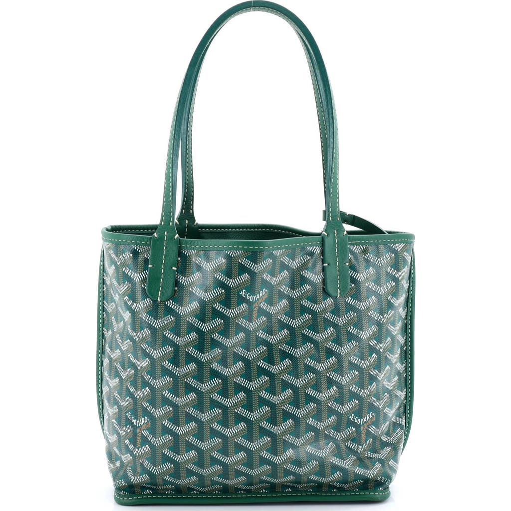 Pre-owned Goyard Goyard Anjou Reversible Tote Coated Canvas Mini In Green