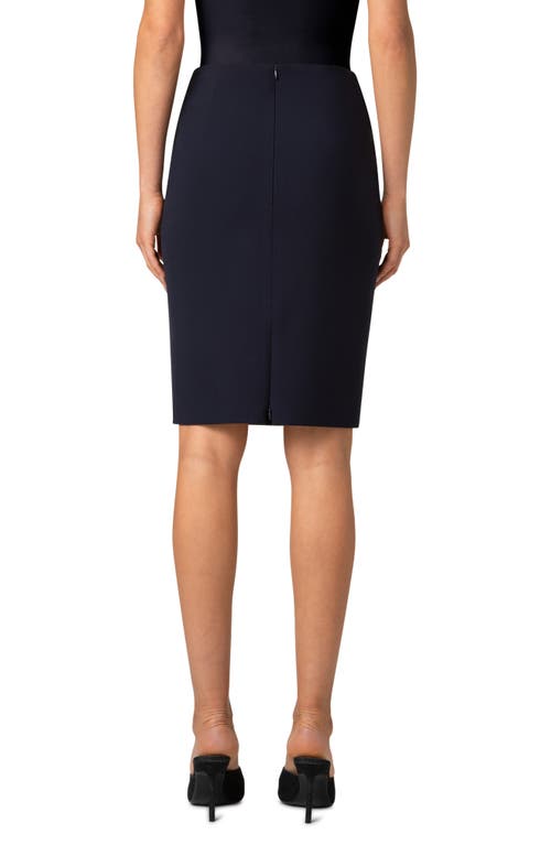 Akris Punto Stretch Pebble Crepe Pencil Skirt In Navy