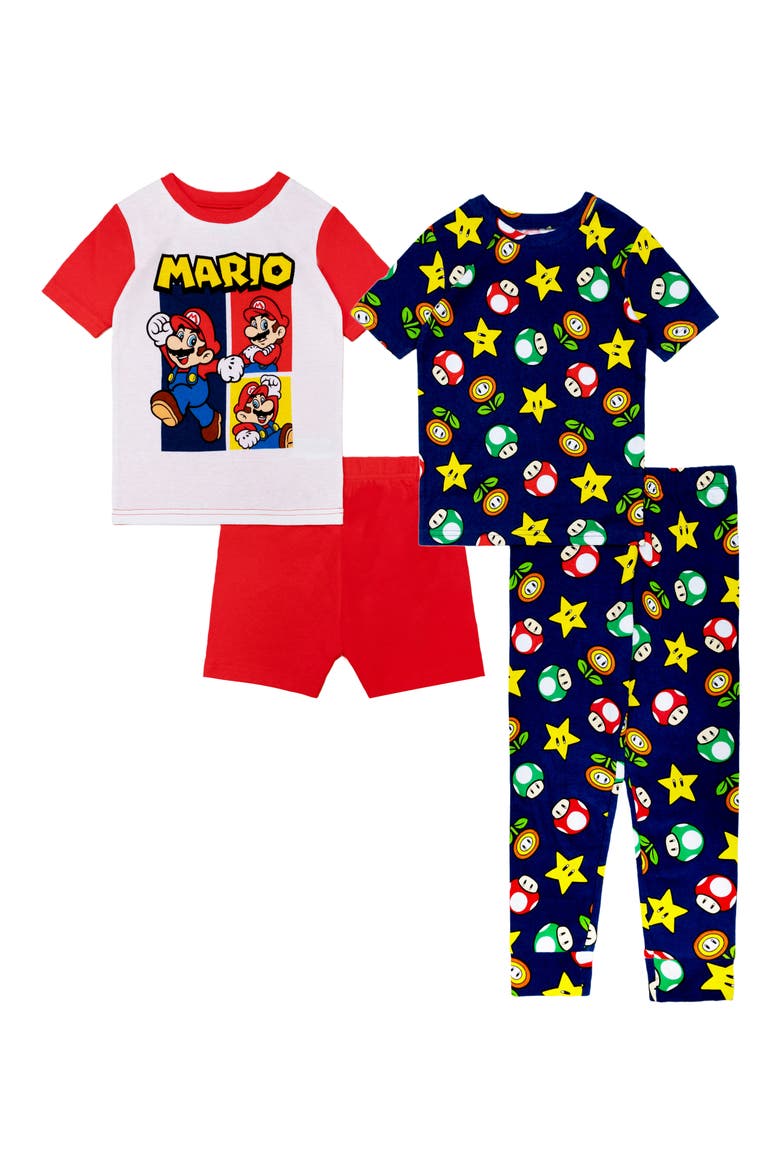 Kids' Assorted 2-Pack Mario Two-Piece Pajamas, Main, color, RED