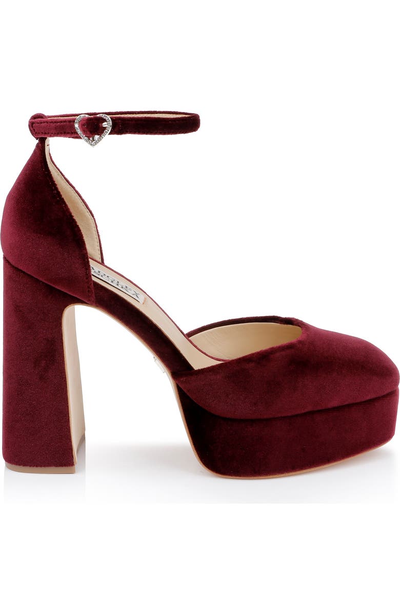 Badgley Mischka Collection Jayda Ankle Strap Platform Pump, Alternate, color, Wine Velvet