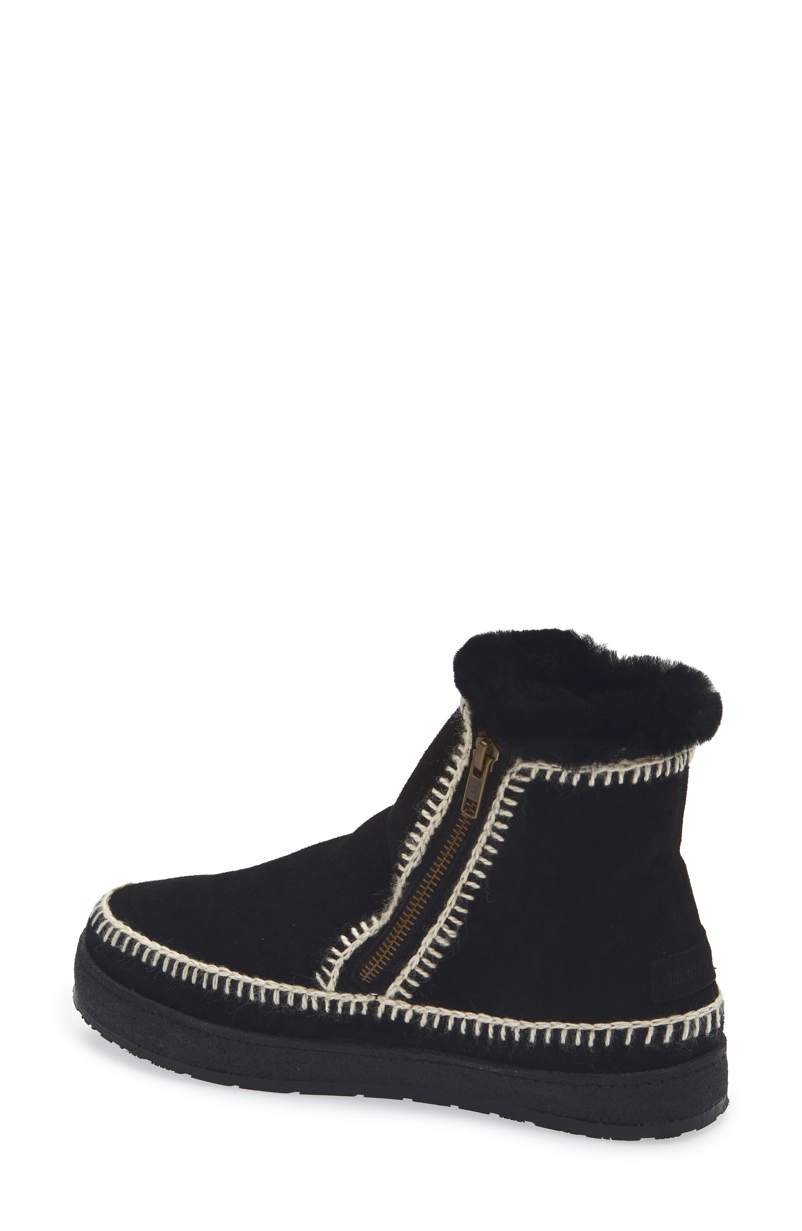 Laidback London Setsu Genuine Shearling Lined Ankle Boot, Alternate, color, Black Suede / Natural