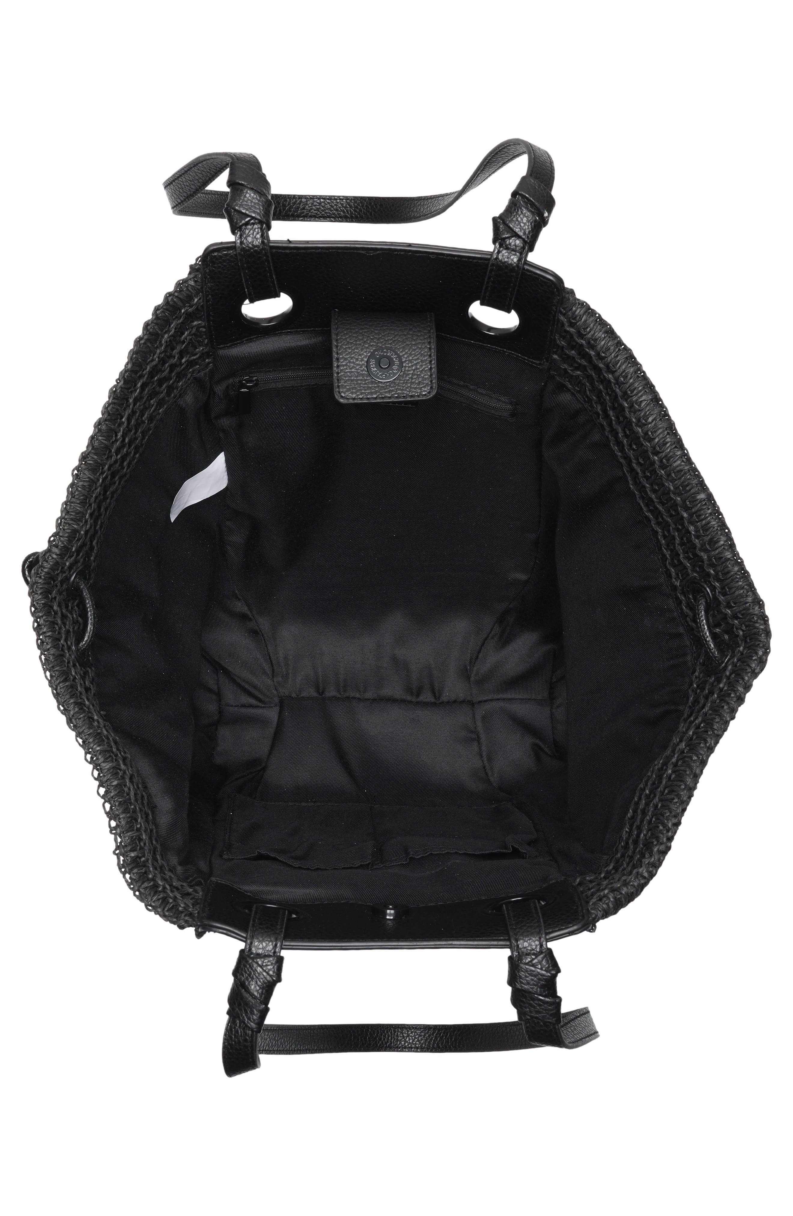 Steve Madden Bidris Mix Media Tote Bag, Alternate, color, Black