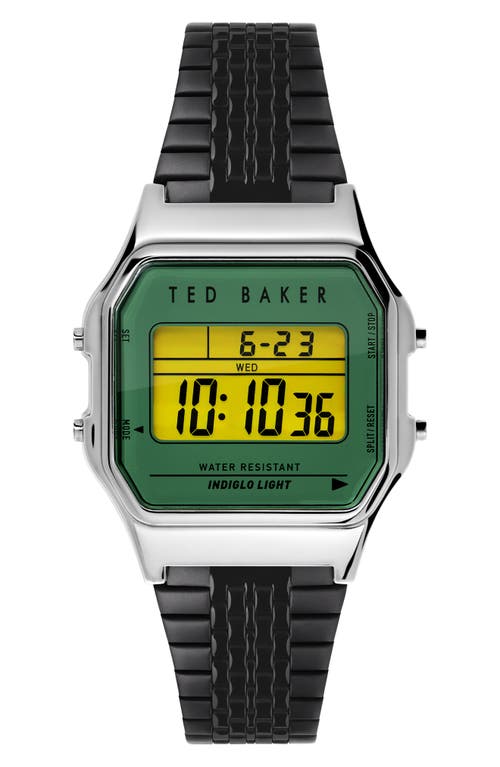 Ted Baker London Ted '80s Digital Bracelet Watch, 35.5mm in Silver/Green/Black at Nordstrom