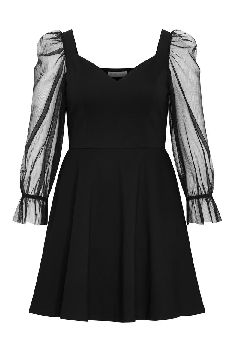 Alannah Long Sleeve Minidress, Alternate, color, BLACK