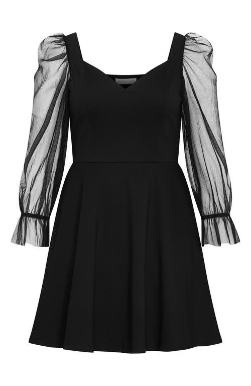 City Chic Alannah Long Sleeve Minidress In Black