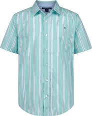 Tommy Hilfiger Kids' Candy Stripe Short Sleeve Button-Up Shirt
