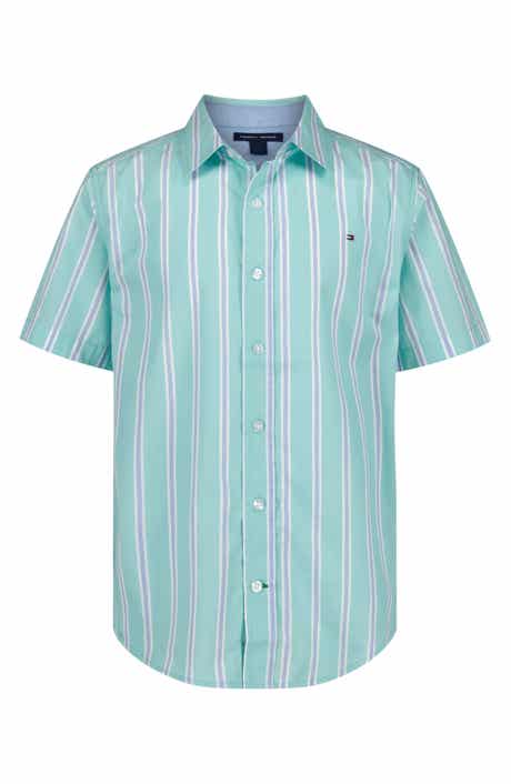 Tommy Hilfiger Kids' Candy Stripe Short Sleeve Button-Up Shirt