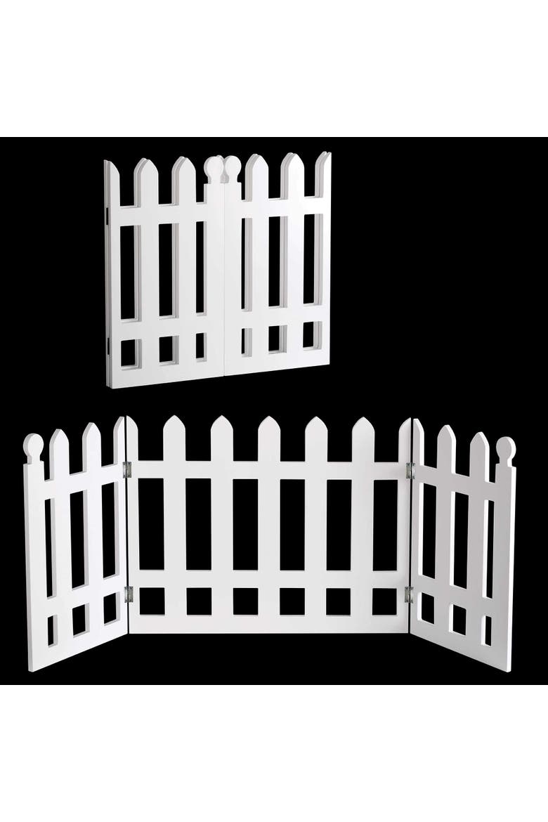 Wooden Pet Gate White Picket Fence, Alternate, color, Multicolored