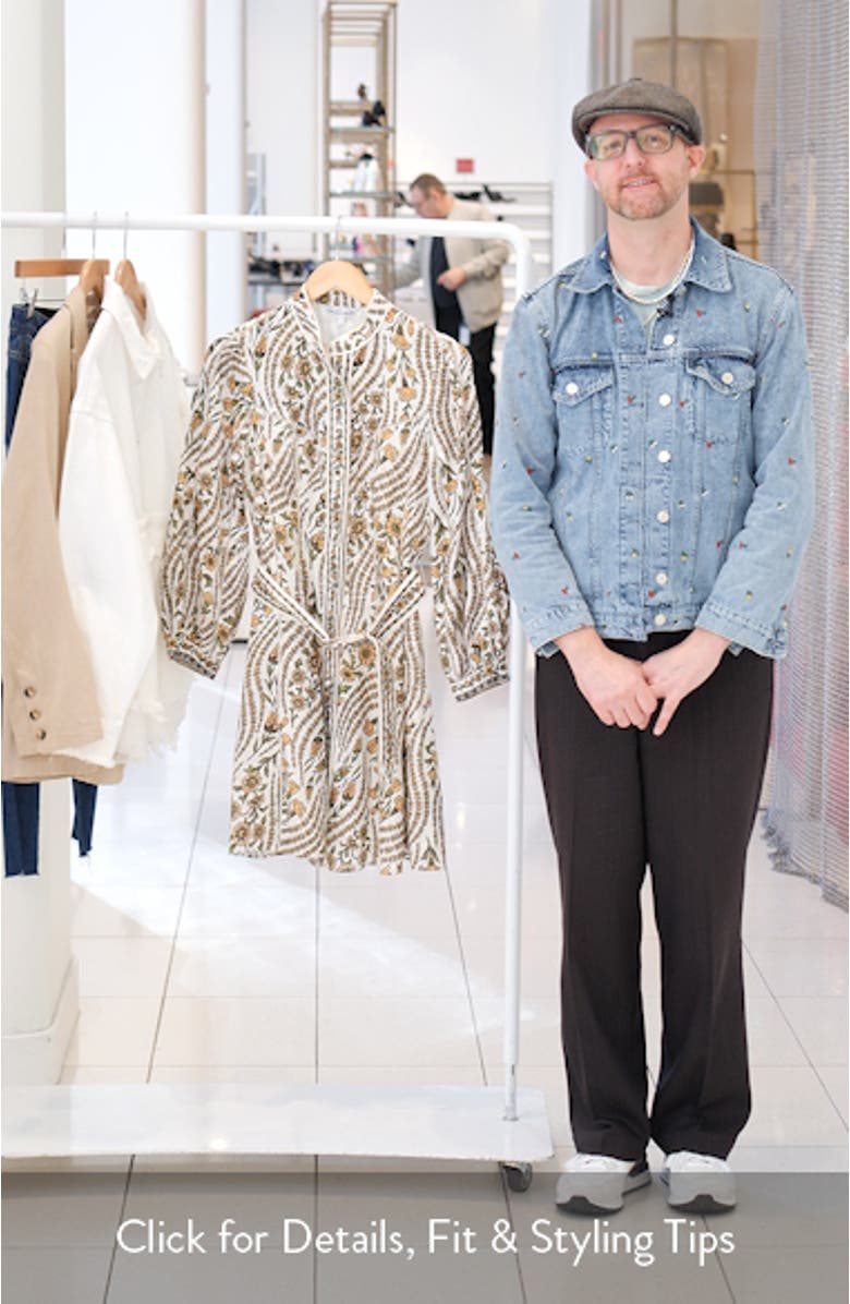 Nolan Print Long Sleeve Linen Minidress, sales video thumbnail