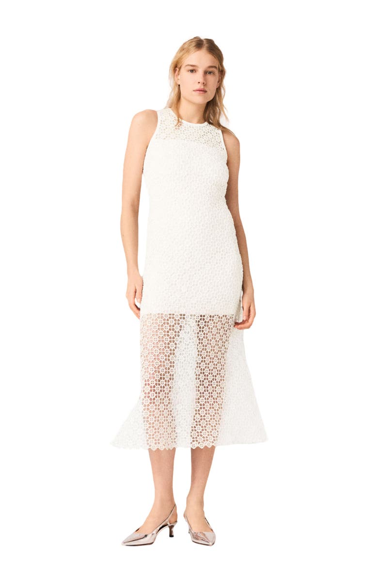 maje Rhinestone crochet maxi dress, Main, color, White