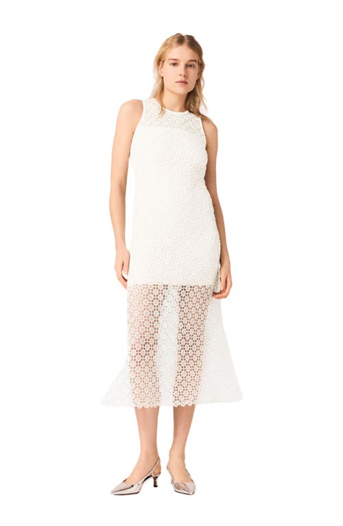 maje Rhinestone crochet maxi dress in White at Nordstrom, Size 42