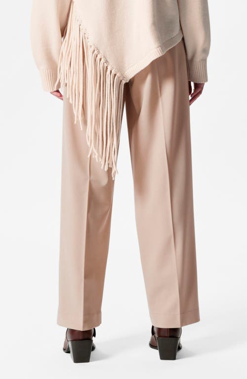 & Other Stories Creased Straight Leg Wool Blend Pants In Beige Medium Dusty