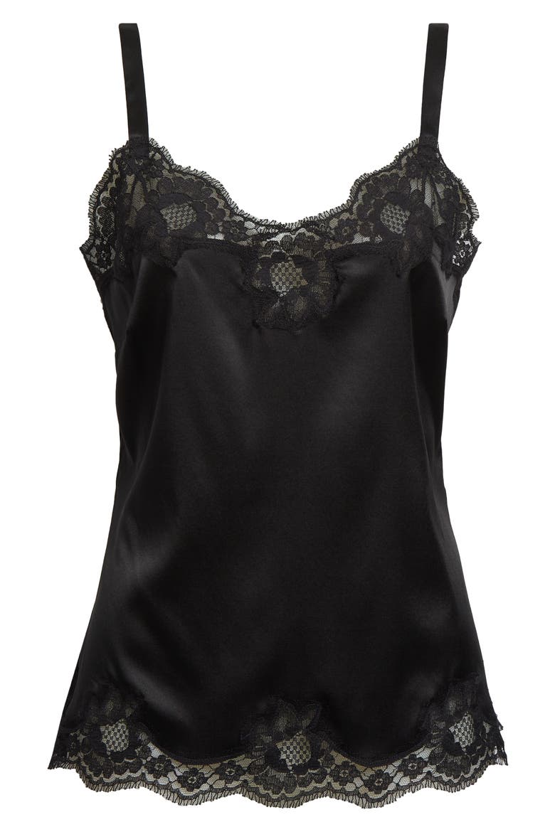 Satin & Lace Camisole, Alternate, color, NERO