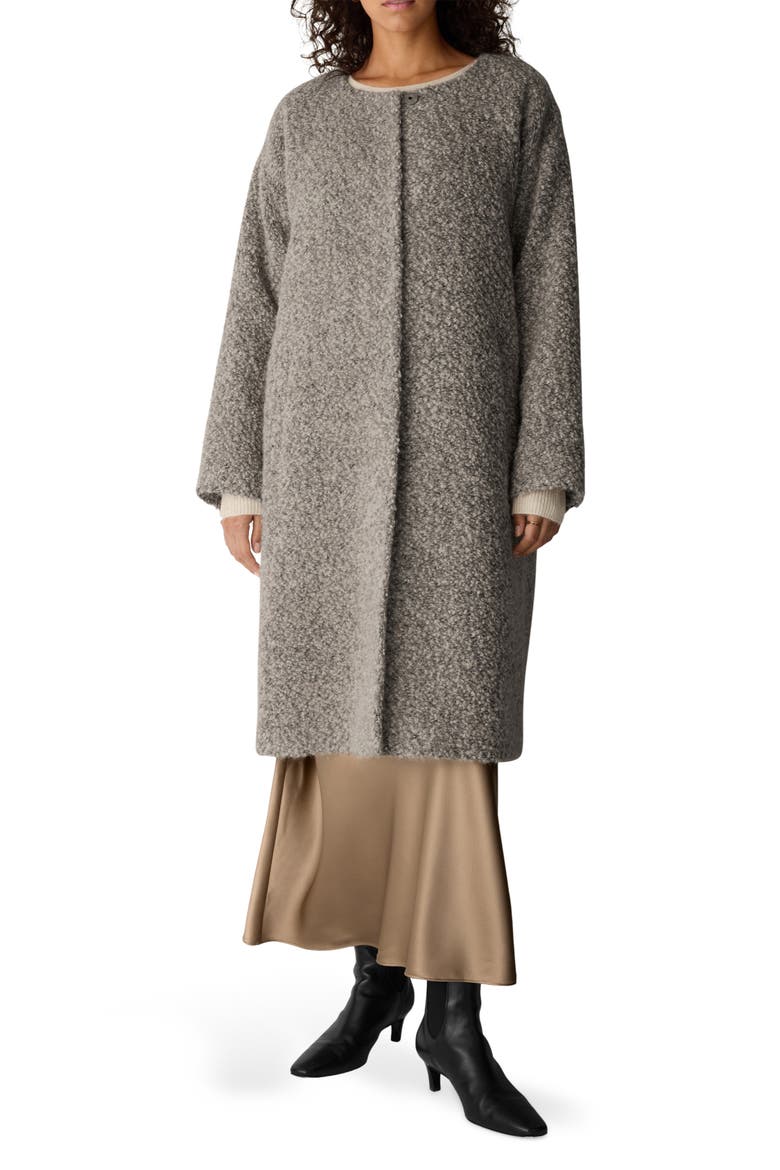 Round Neck Alpaca & Wool Blend Coat, Main, color, TWINE