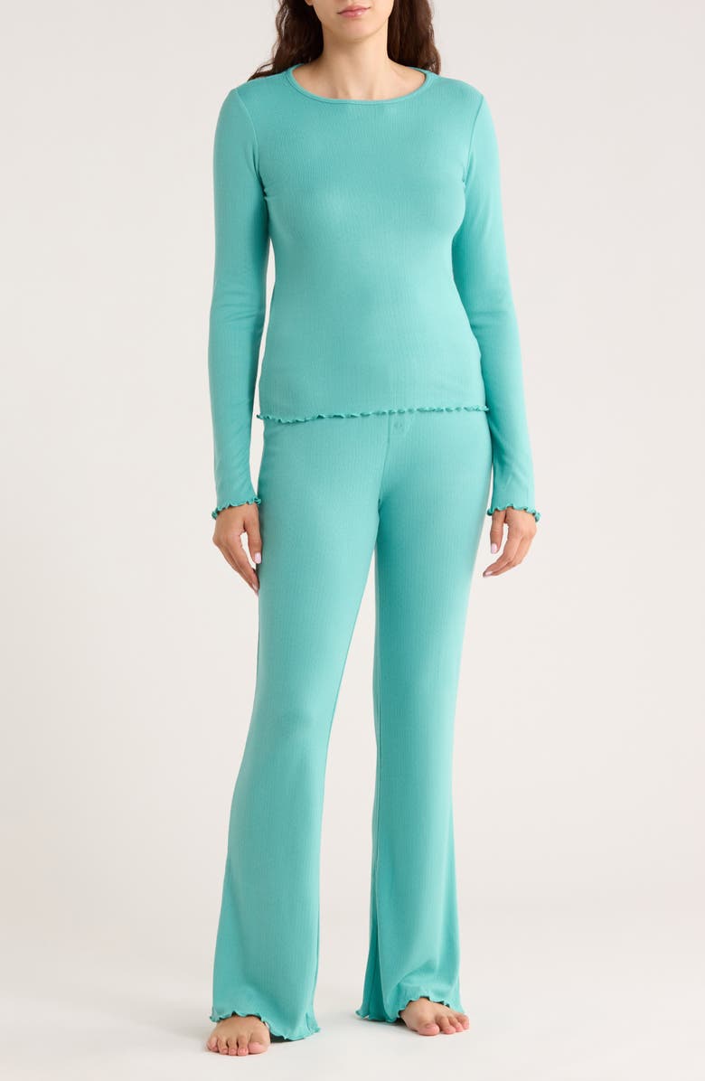 PJ Salvage Lacey Jade Long Pajamas, Main, color, Jade