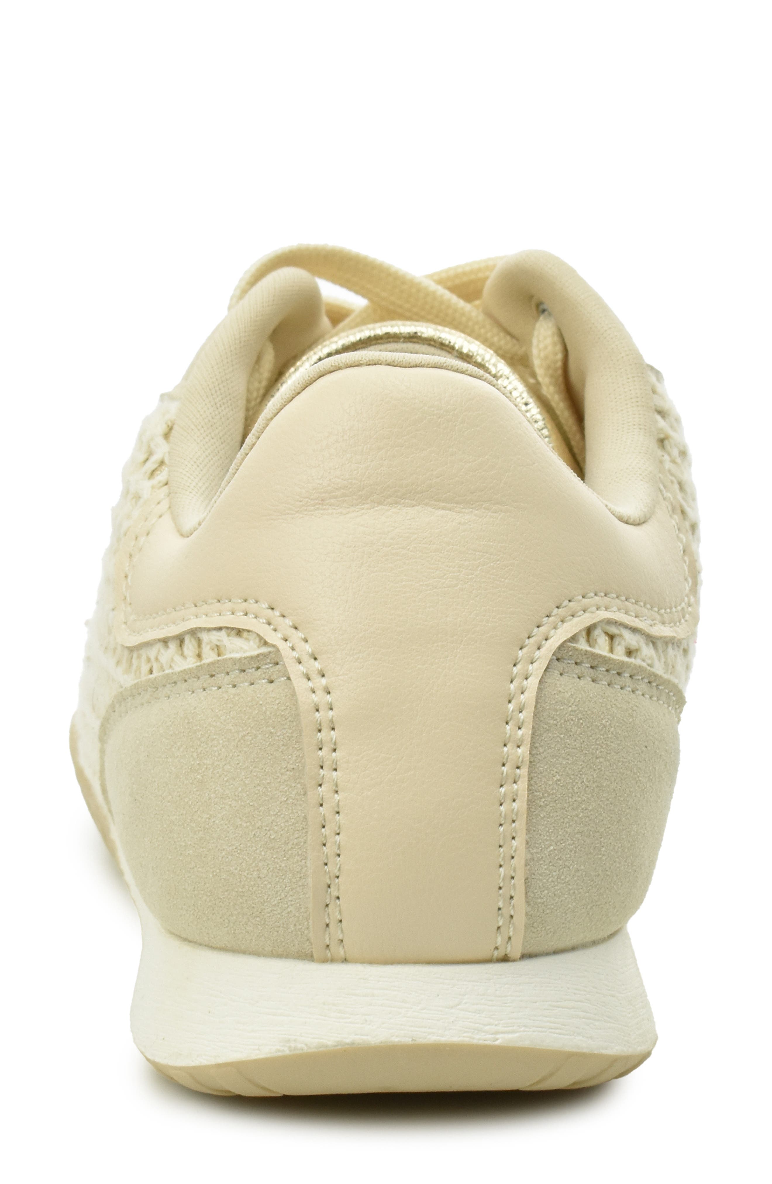 Nicole Miller Crochet Trim Metallic Low Top Sneaker, Alternate, color, Beige Gold Multi