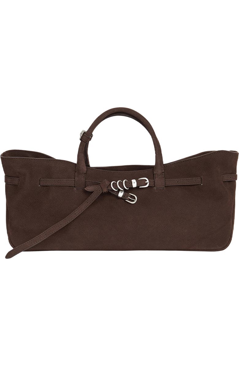 MARGESHERWOOD Grandma Buckle Suede Shoulder Bag, Main, color, Hush Nubuck