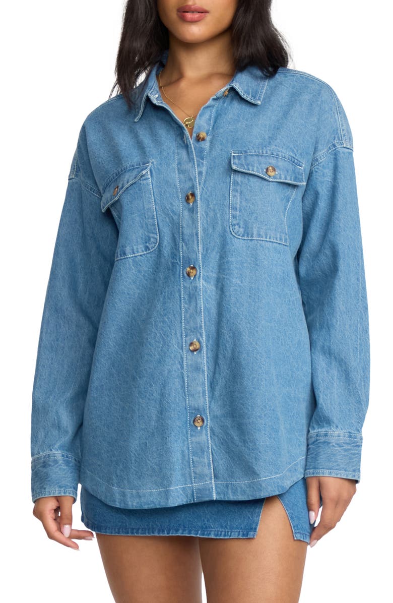 Billabong Fadeaway Denim Shacket, Main, color,