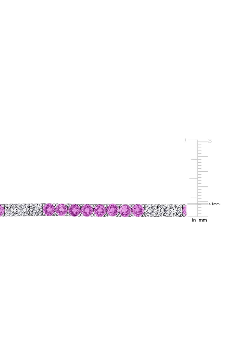 DELMAR Lab Grown Pink & White Sapphire Bracelet & Necklace Set, Alternate, color, Pink