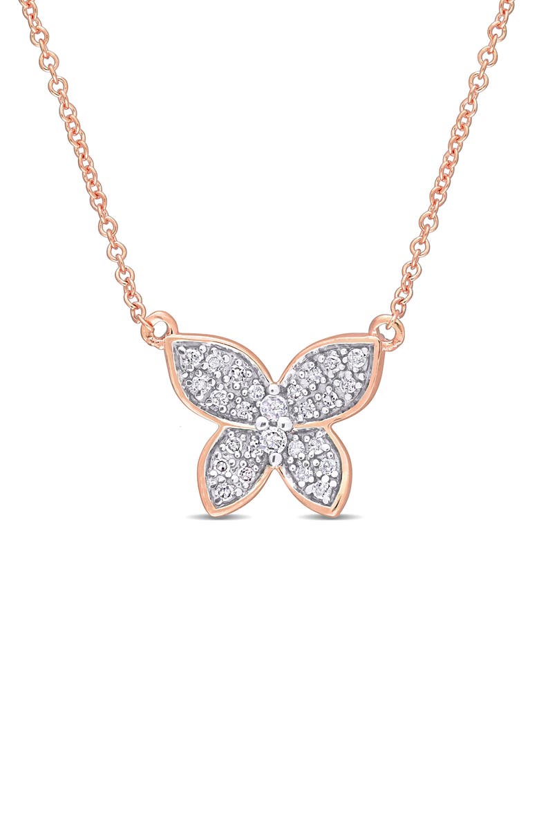DELMAR Diamond Butterfly Pendant Necklace - 0.13ct., Main, color, White