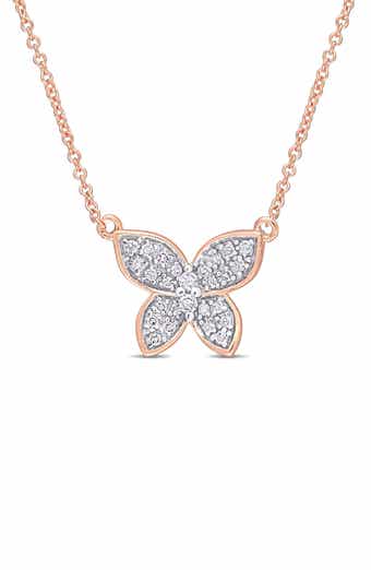 Diamond Butterfly Pendant Necklace - 0.13ct.