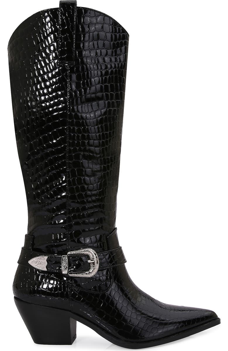 BERNESS Tristen Croc Embossed Western Boot, Alternate, color, Black