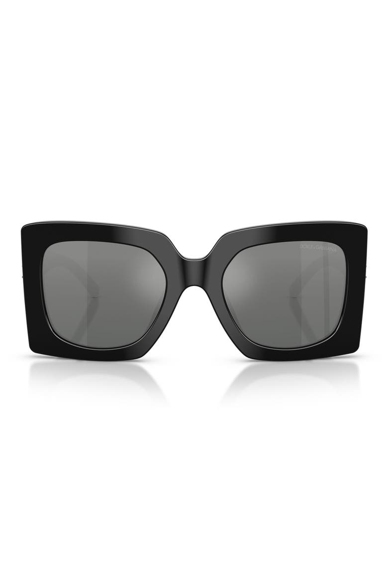 54mm Square Sunglasses, Main, color, BLACK / GREY MIRROR SILVER