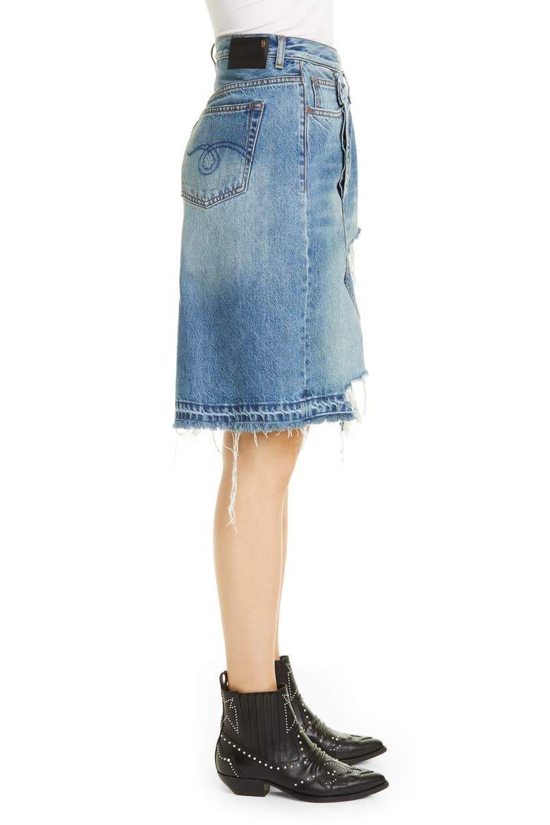Norbury Ripped Crossover Denim Skirt, Alternate, color, JASPER