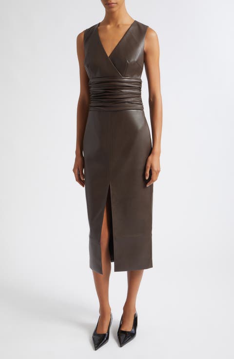 Fabiana Faux Leather Midi Dress