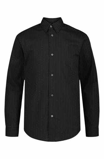 Calvin Klein Kids' Dobby Stripe Stretch Long Sleeve Button-Up Shirt