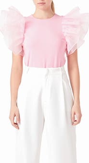 Endless Rose Organza Ruffle Sleeve Top