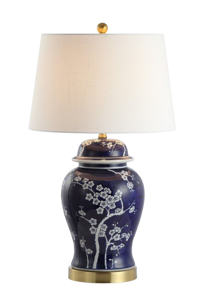 Gracie 29.5" Traditional Cottage Ceramic/Metal Ginger Jar LED Table Lamp, Main, color, White/Navy
