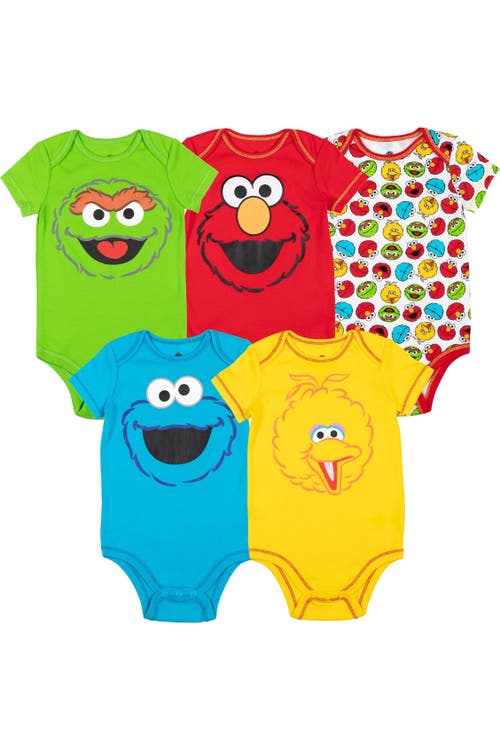 Sesame Street Babies' ® 5-pack One Piece Short Sleeve Bodysuits In Red Blue Green Yellow