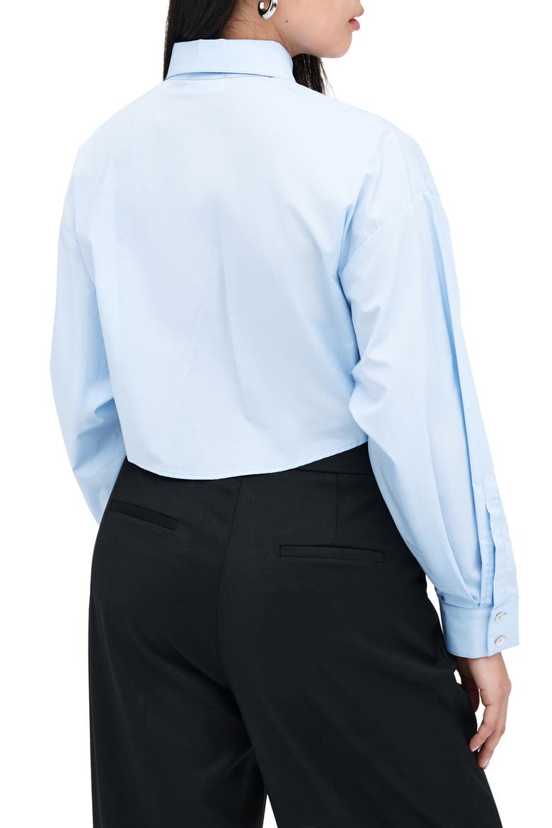 Ezra High-Low Cotton Button-Up Shirt, Alternate, color, LIGHT CIEL