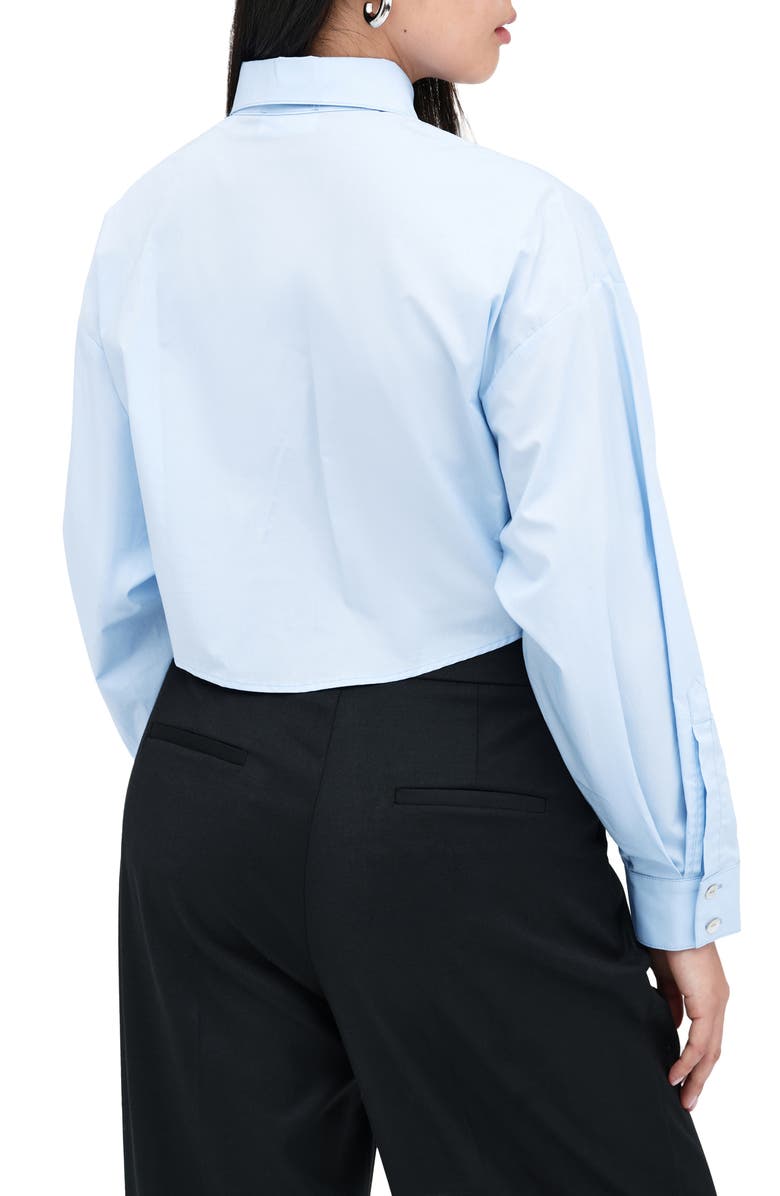 Marcella Ezra High-Low Cotton Button-Up Shirt, Alternate, color, Light Ciel