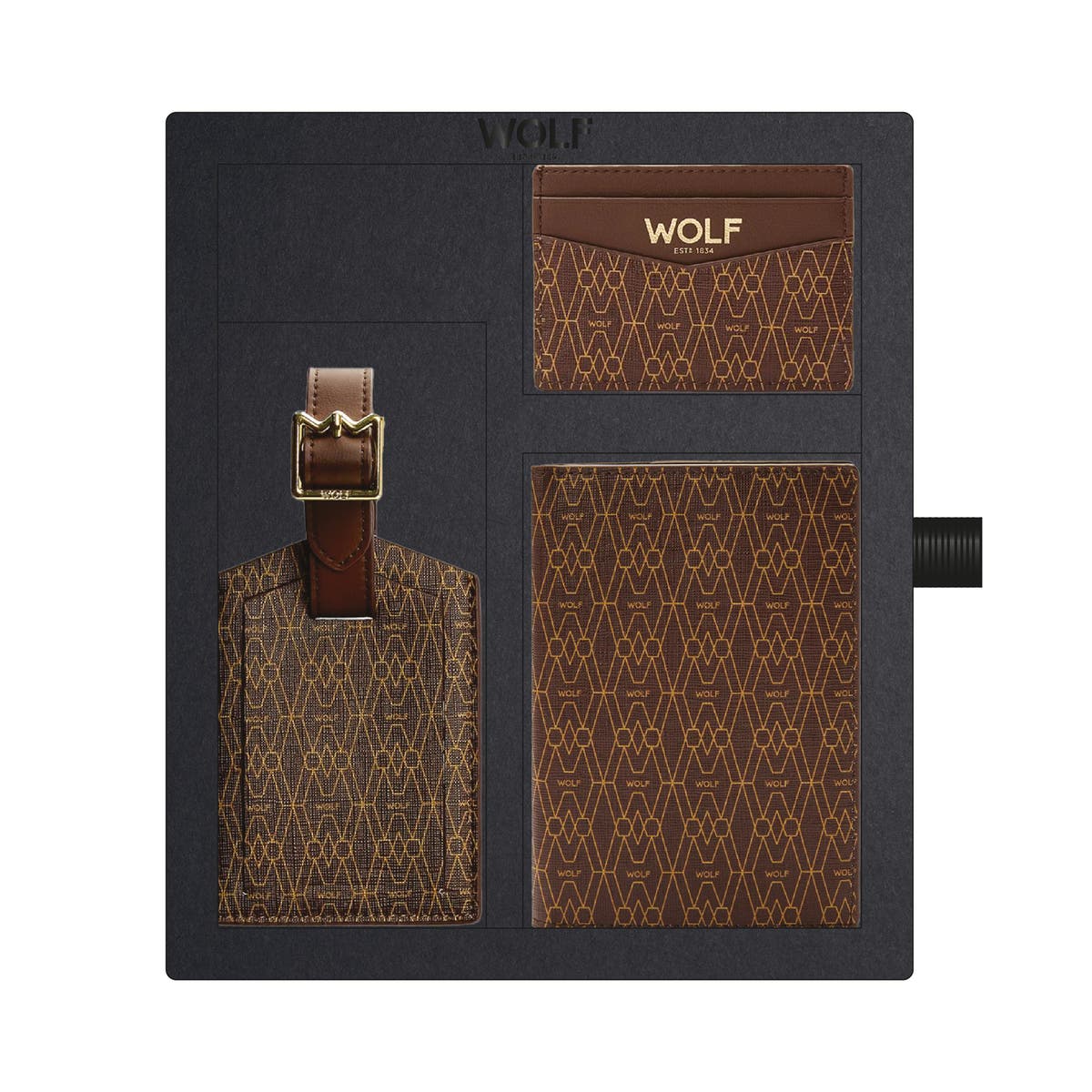 WOLF Signature Passport, Card Case & Luggage Tag Gift Set, Main, color, Brown
