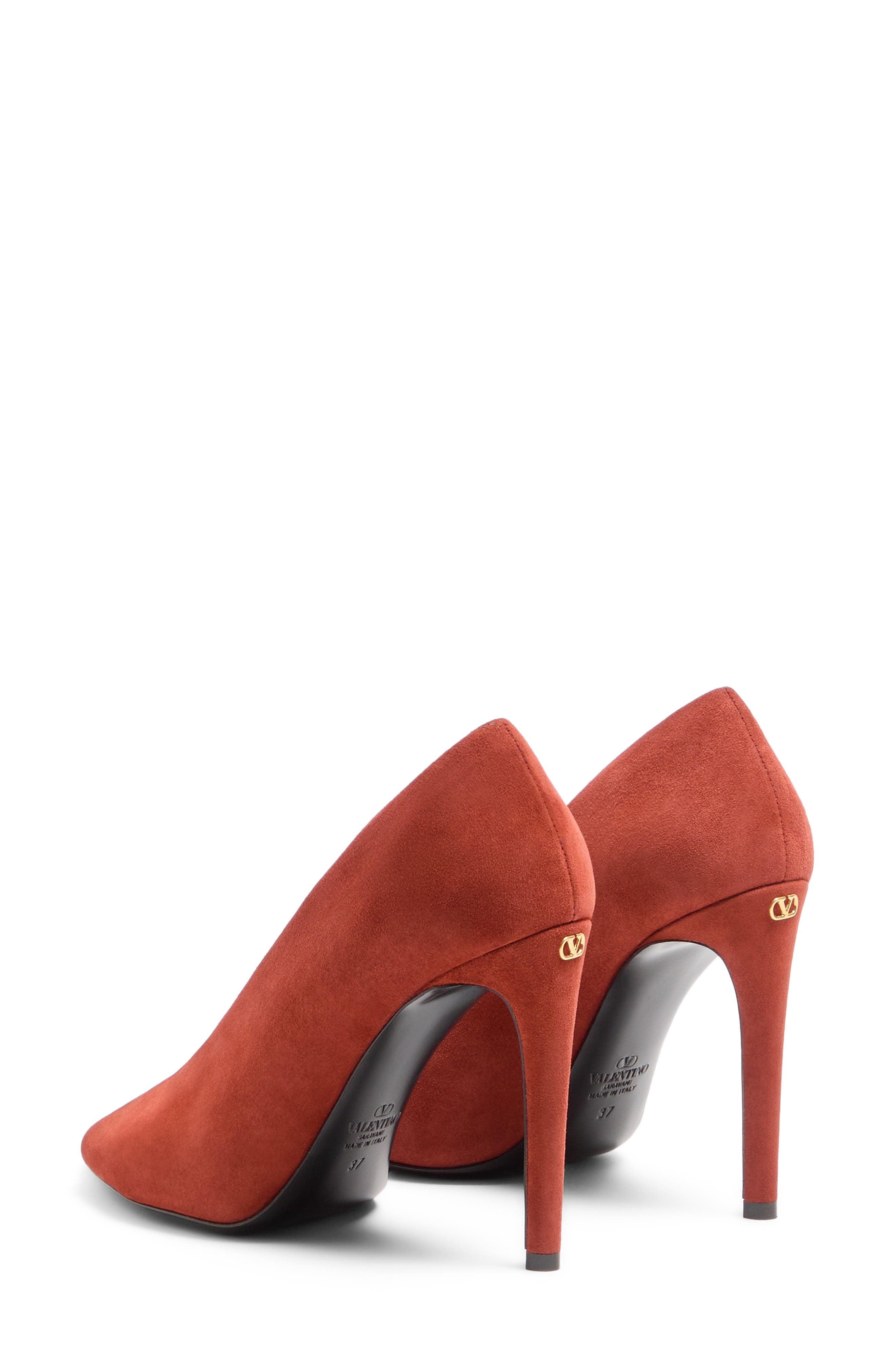 Valentino Garavani Open Toe Révélé Suede Pump, Alternate, color, Rust